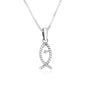 Ichthus Fish Cross Pendant Necklace - Sterling Silver 925, Holy Land - Marina Jewelry Holy Land
