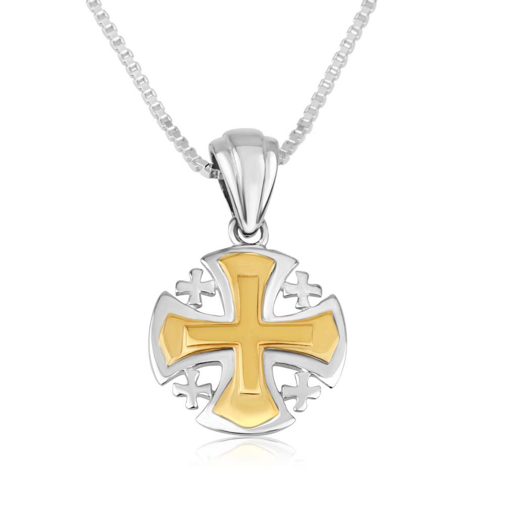 Jerusalem cross pendant from sterling silver 925 with Gold plated - Marina Jewelry Holy Land