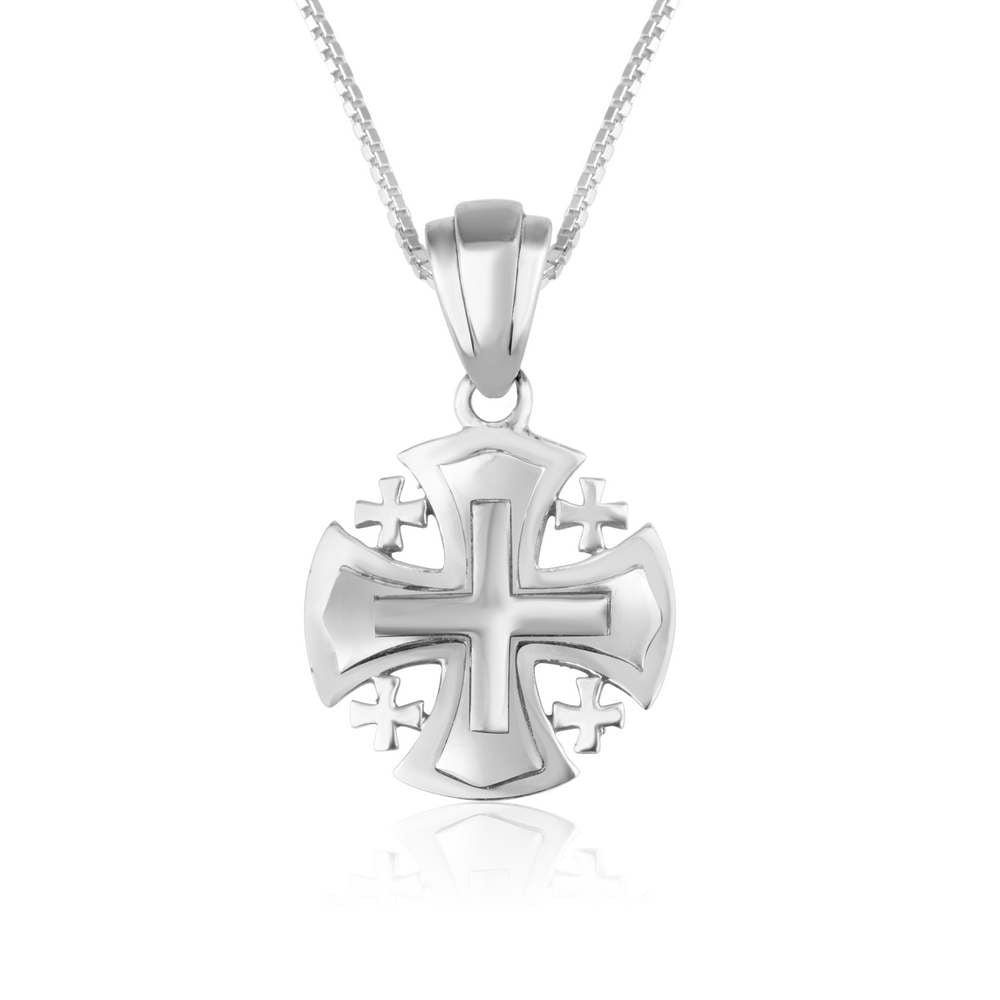 Jerusalem Engraved Cross Necklace Pendant Silver Handmade Jewelry Holy Land - Marina Jewelry Holy Land