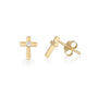 Gold cross stud earrings with zircon centre gold plated sterling silver — Marina Jewelry Holy Land