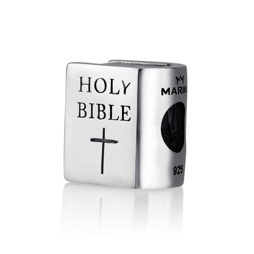 Holy Bible Bead Charm with Cross - Sterling Silver Holy Land - Marina Jewelry Holy Land