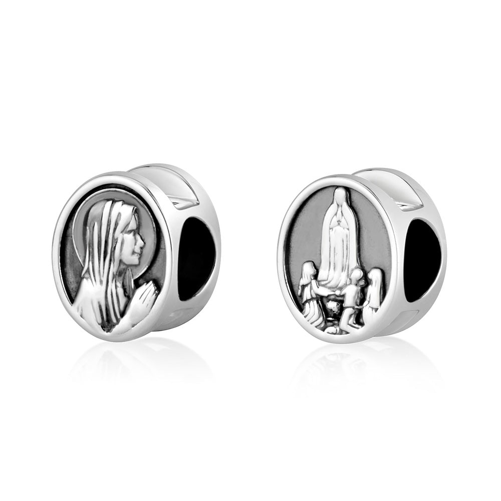Virgin Mary Our Lady of Fatima Bead Charm Sterling Silver Holy Land - Marina Jewelry