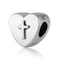 Heart Cross Bead Charm - Sterling Silver Holy Land - Marina Jewelry Holy Land