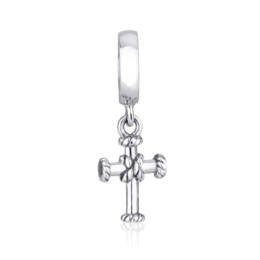 Sterling Silver Cross Hanging Charm - Holy Land - Marina Jewelry Holy Land