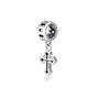 Slim Cross Hanging Bead Charm - Sterling Silver Holy Land - Marina Jewelry Holy Land