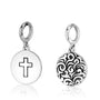 Floral Cross Charm - Oxidized Sterling Silver Holy Land - Marina Jewelry Holy Land