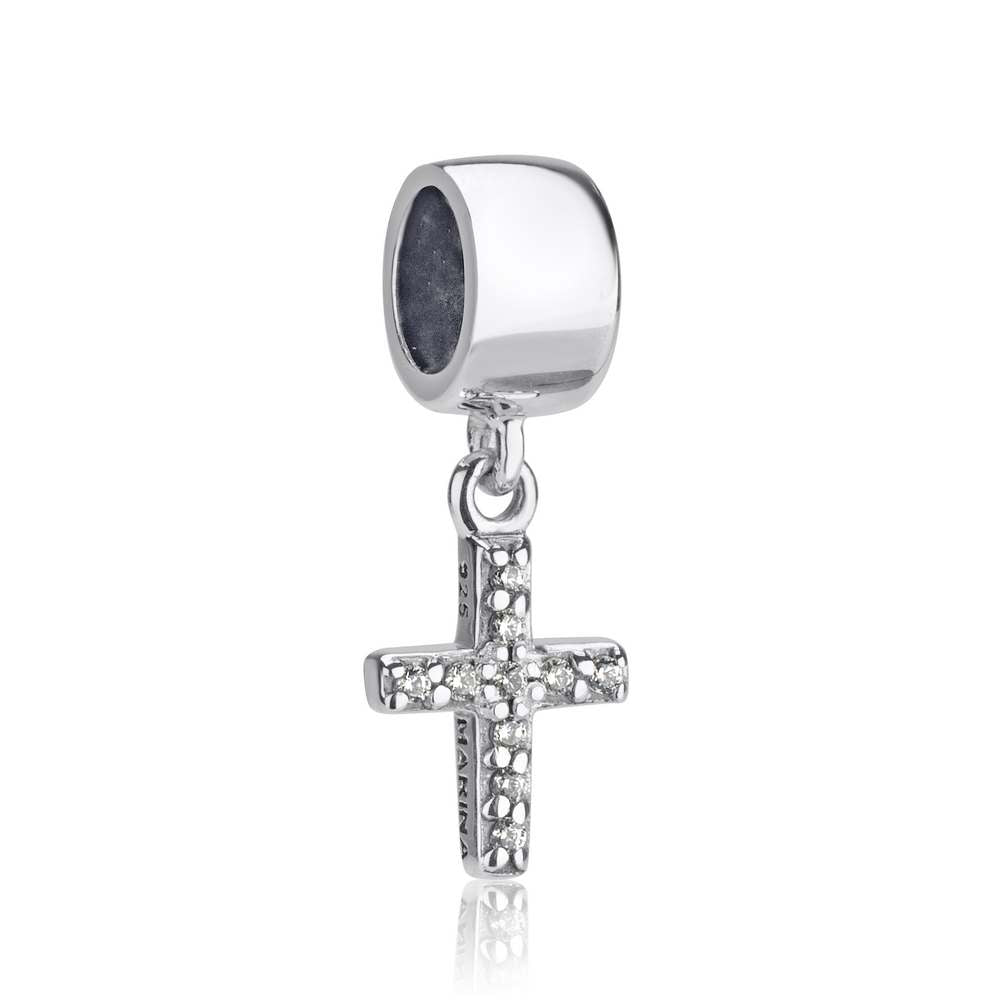 Zircon Cross Pendant Charm - Sterling Silver Holy Land - Marina Jewelry Holy Land