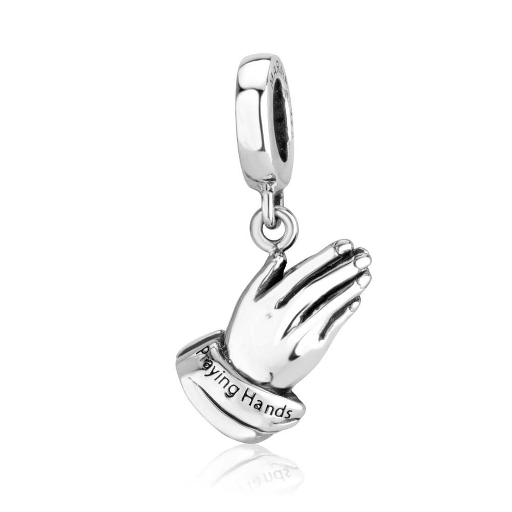 Praying Hands Charm - Sterling Silver Holy Land - Marina Jewelry Holy Land