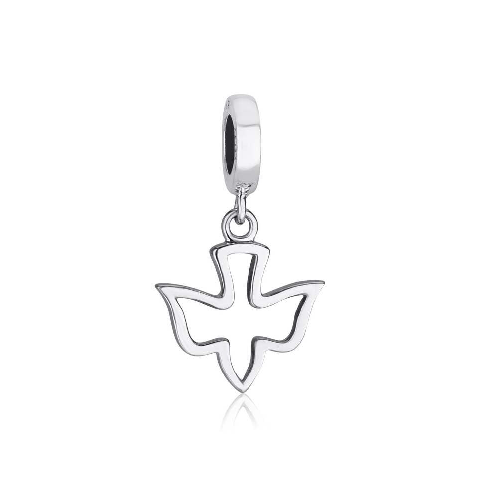 Openwork Dove Hanging Charm - Sterling Silver Holy Land - Marina Jewelry Holy Land