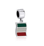 Italy Flag Charm - Sterling Silver with Green, White & Red Enamel - Marina Jewelry Holy Land