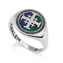 Silver Ring with Eilat Azurite Jerusalem Cross