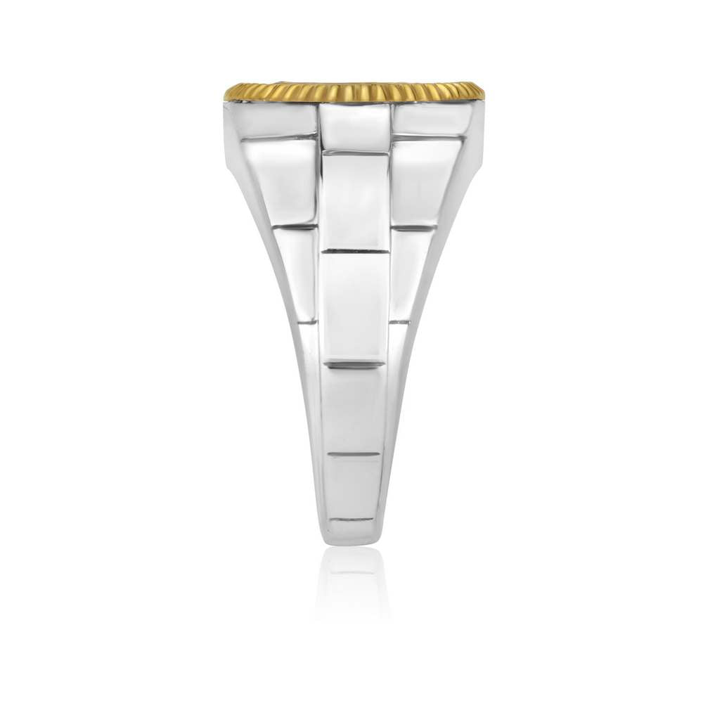 Jerusalem Engraved Cross Ring, Gold Enamel, Men's