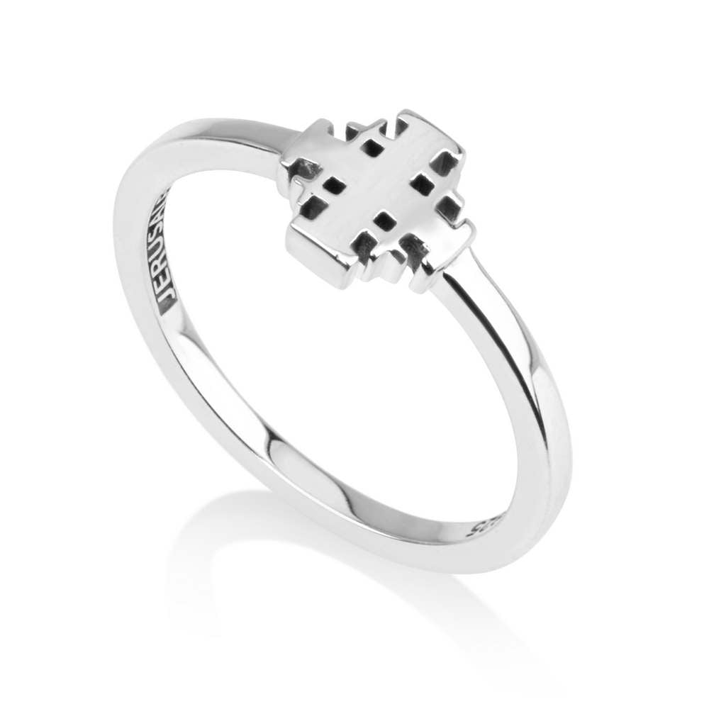 Engraved Sterling Silver Ring with the Jerusalem Cross
