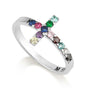 Cross Ring Multi Colors Stones 925 Silver Sterling Christian Handmade Jewelry - Marina Jewelry Holy Land