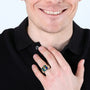 Sterling Silver Eilat Stone Gold-Plated  Cross Men’s Ring made in the Holy Land - Marina Jewelry Holy Land-2