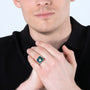 Men Christian Silver Ring Gold Plated Cross Eilat Jerusalem Engraved Jewelry New - Marina Jewelry Holy Land-1
