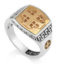 Men's Ring Silver Sterling with Gold Plated Jerusalem Cross Engraved