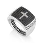 Men Silver Ring Cross Zircon Stones Jerusalem Engraved Holy Land Jewelry Gift - Marina Jewelry Holy Land