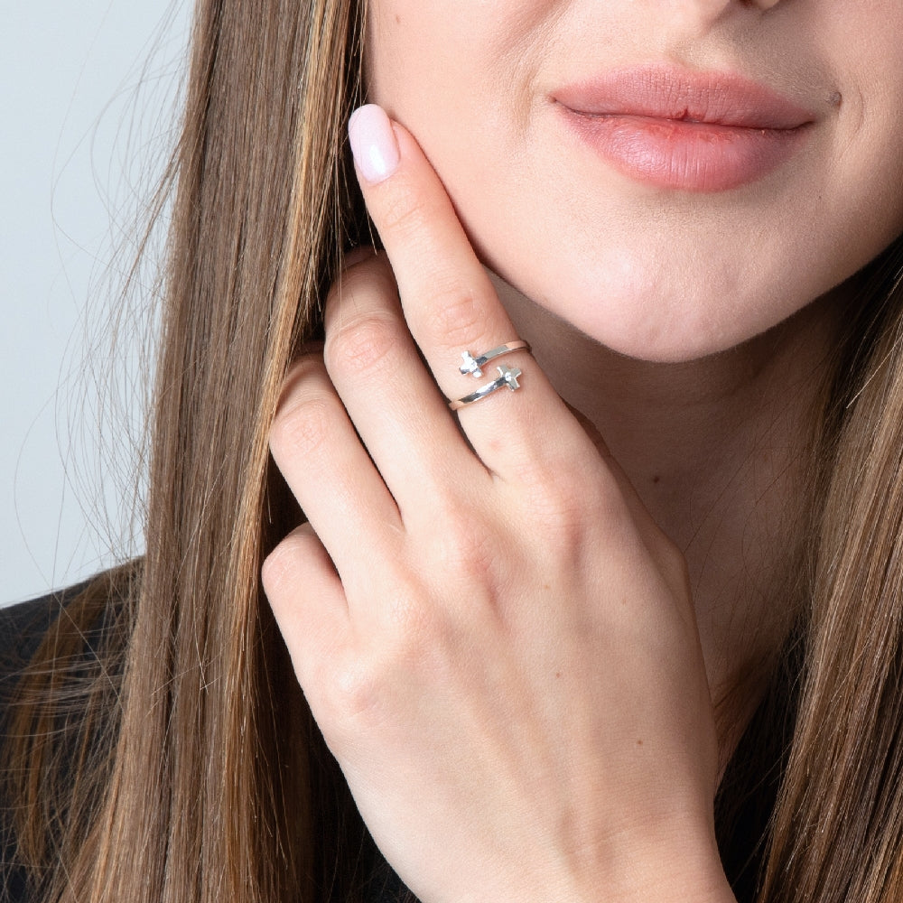 Open Cross Ring Jerusalem Engraved Zircon Stones Holy Land Silver Jewelry Gift - Marina Jewelry Holy Land-2