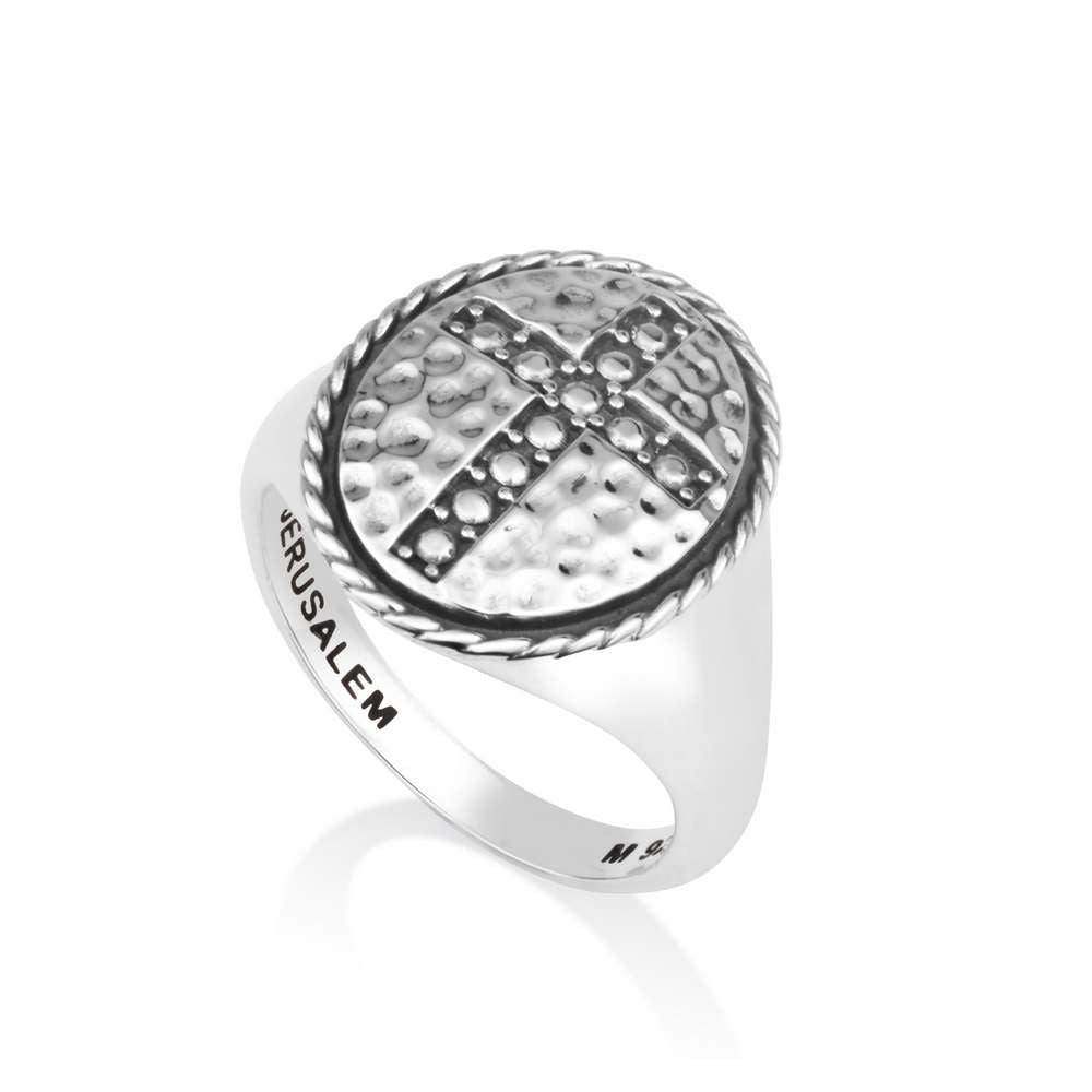 Sterling silver ring with cross made in the Holy Land - Marina Jewelry Holy Land