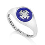 925 Sterling Silver Ring with Blue Enamel Jerusalem Cross
