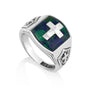 Men's Latin Cross Eilat Stone Signet Ring - Sterling Silver - Marina Jewelry