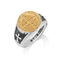 Saint Benedict Signet Ring Gold - Gold Plated Sterling Silver, Holy Land - Marina Jewelry Holy Land