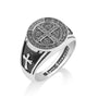 Saint Benedict Signet Ring Silver - Sterling Silver 925, Holy Land - Marina Jewelry Holy Land