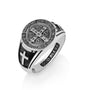 Saint Benedict Signet Ring God Bless - Sterling Silver 925, Holy Land - Marina Jewelry Holy Land