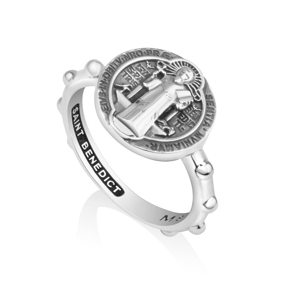 Saint Benedict Rosary Ring - Sterling Silver 925, Holy Land - Marina Jewelry Holy Land