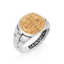 Saint Benedict Signet Ring Gold Wide - Gold Plated Sterling Silver, Holy Land - Marina Jewelry Holy Land