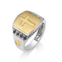 Cross Signet Ring Gold Pray For - Gold Plated Sterling Silver, Holy Land - Marina Jewelry Holy Land