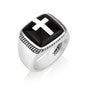 Men's Onyx Cross Signet Ring - Polished - Sterling Silver - Marina Jewelry Holy Land