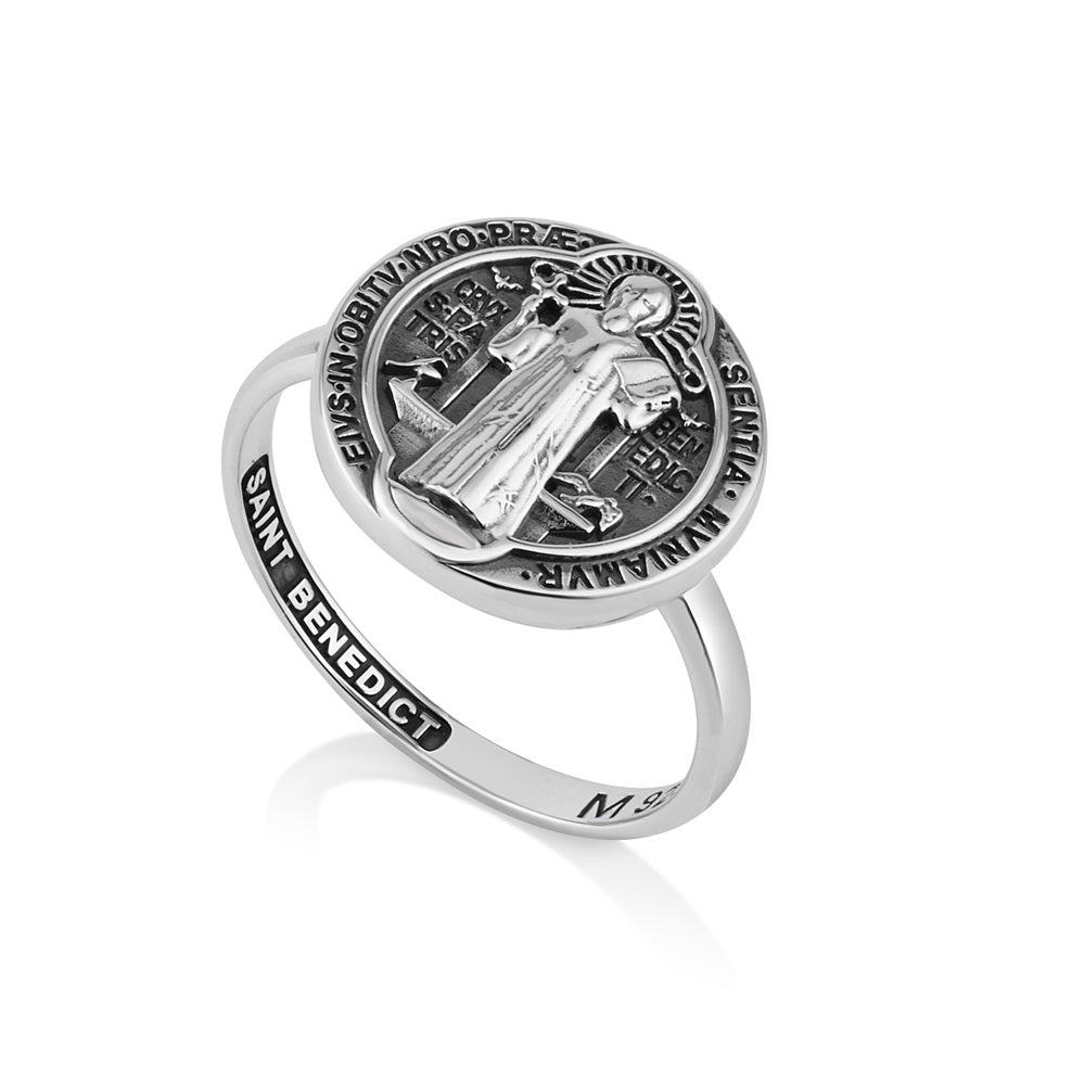 Saint Benedict Medal Ring - Sterling Silver - Marina Jewelry Holy Land
