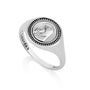Virgin Mary of Lourdes Signet Ring - Sterling Silver Milgrain - Marina Jewelry Holy Land