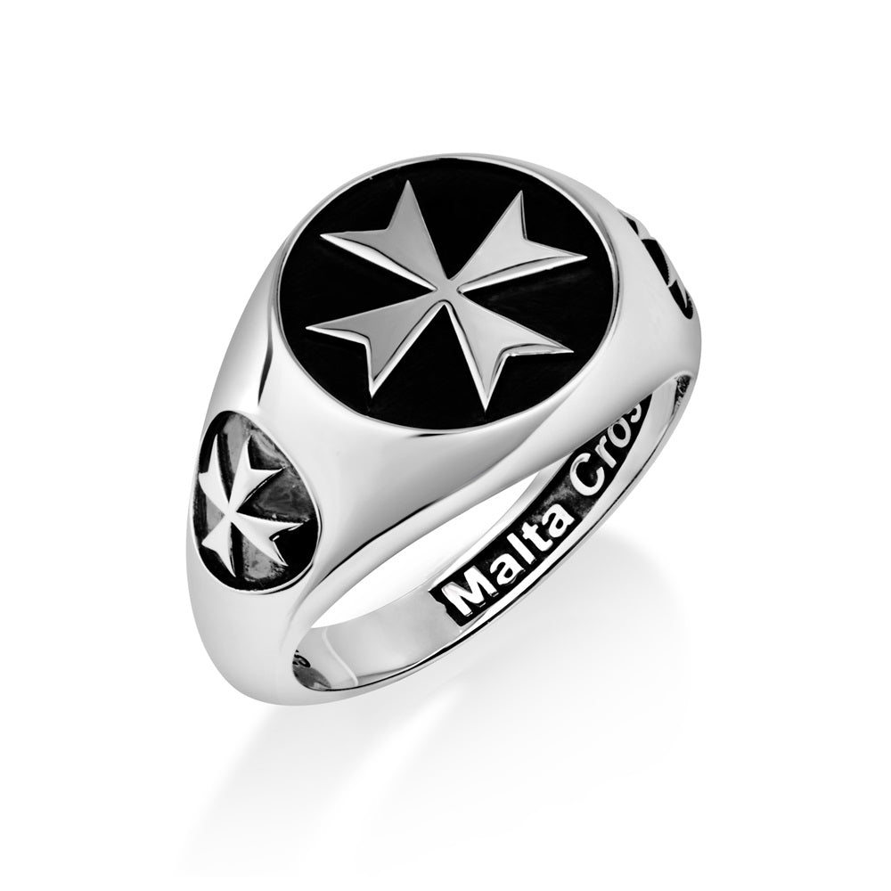 Gold Plated Crucifix Silver Ring Jerusalem Engraved Polished Holy Land Jewelry - Marina Jewelry Holy Land