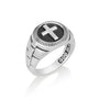 Men's Onyx Cross Signet Ring - Coin-Edge - Sterling Silver - Marina Jewelry Holy Land
