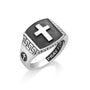 Men's Cross Signet Ring - Greek-Key - Sterling Silver - Marina Jewelry Holy Land