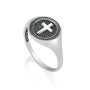 Women's Cross Signet Ring - Blue Patina - Sterling Silver - Marina Jewelry Holy Land