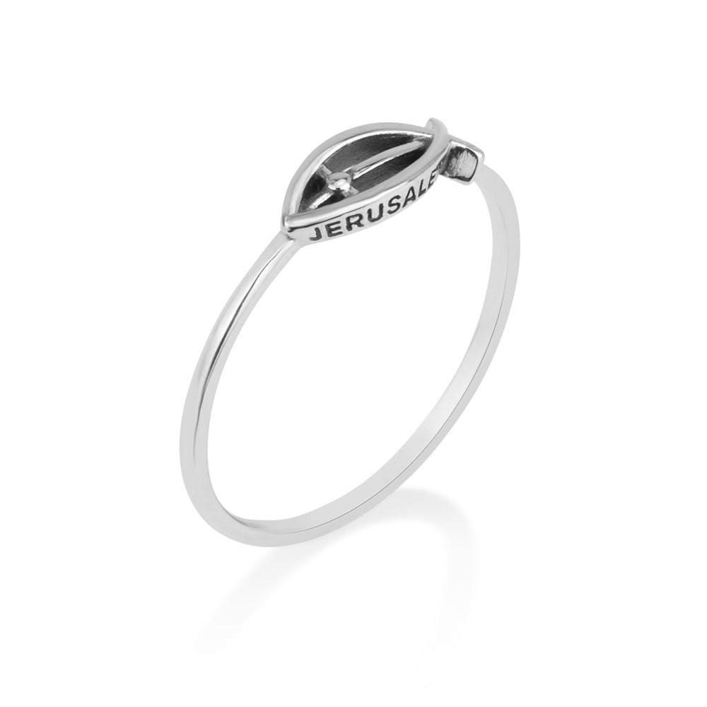 Ichthus Fish Signet Ring - Sterling Silver Jerusalem - Marina Jewelry Holy Land