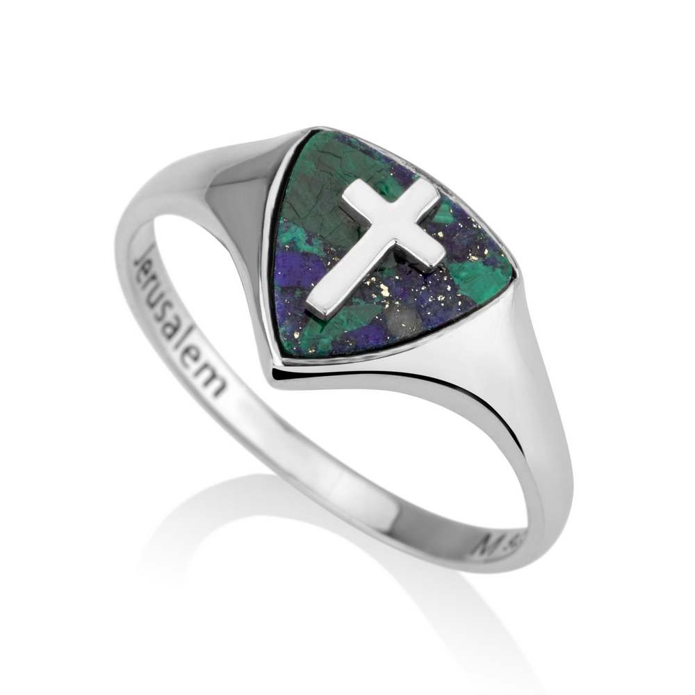 Eilat Stone Shield Signet Ring - Sterling Silver - Marina Jewelry Holy Land