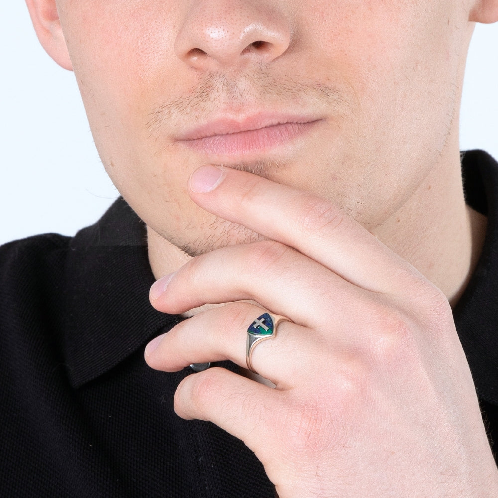 Eilat Stone Shield Signet Ring - Sterling Silver - Marina Jewelry Holy Land-1