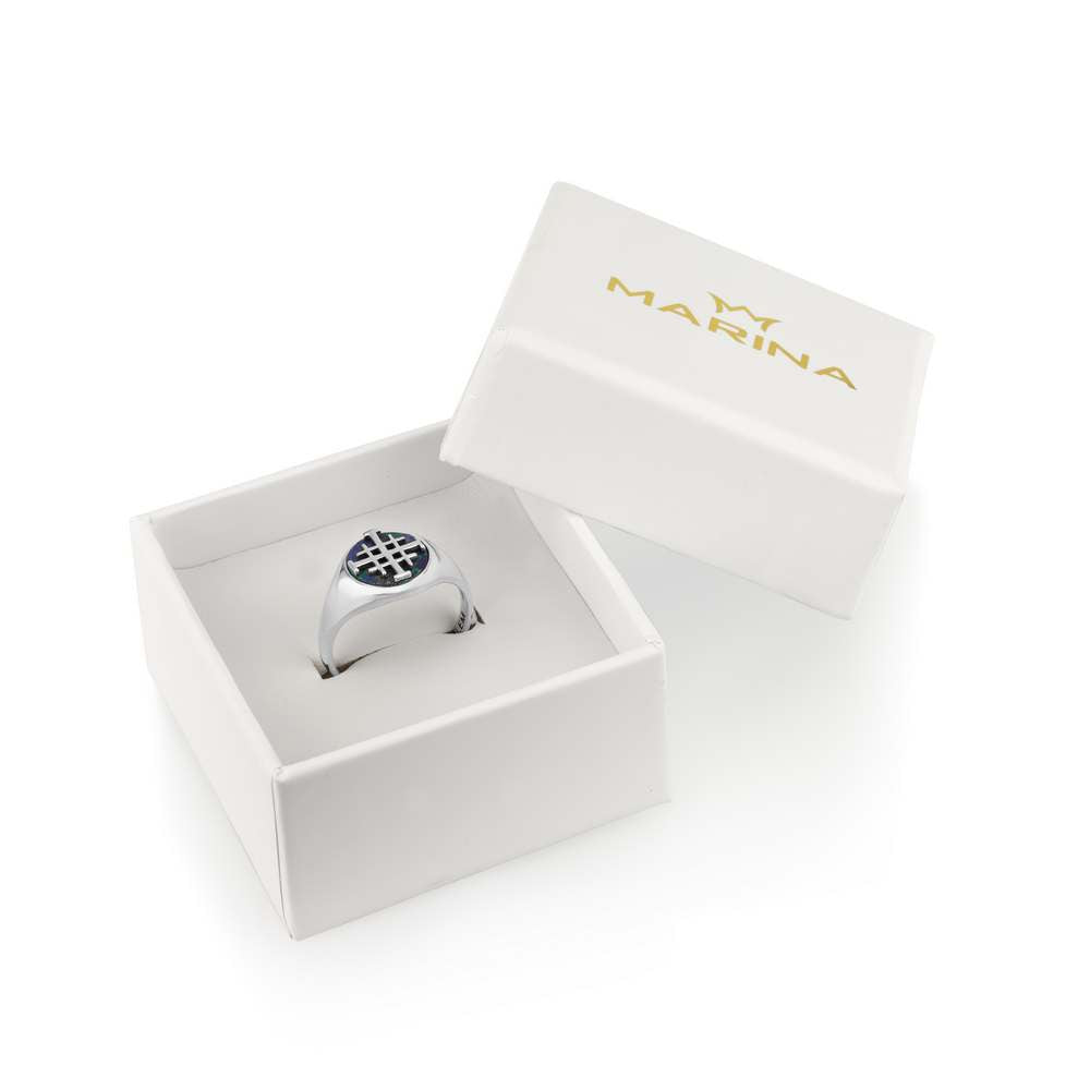 Ring with the Eilat Azurite Stone and Engraved Jerusalem Cross