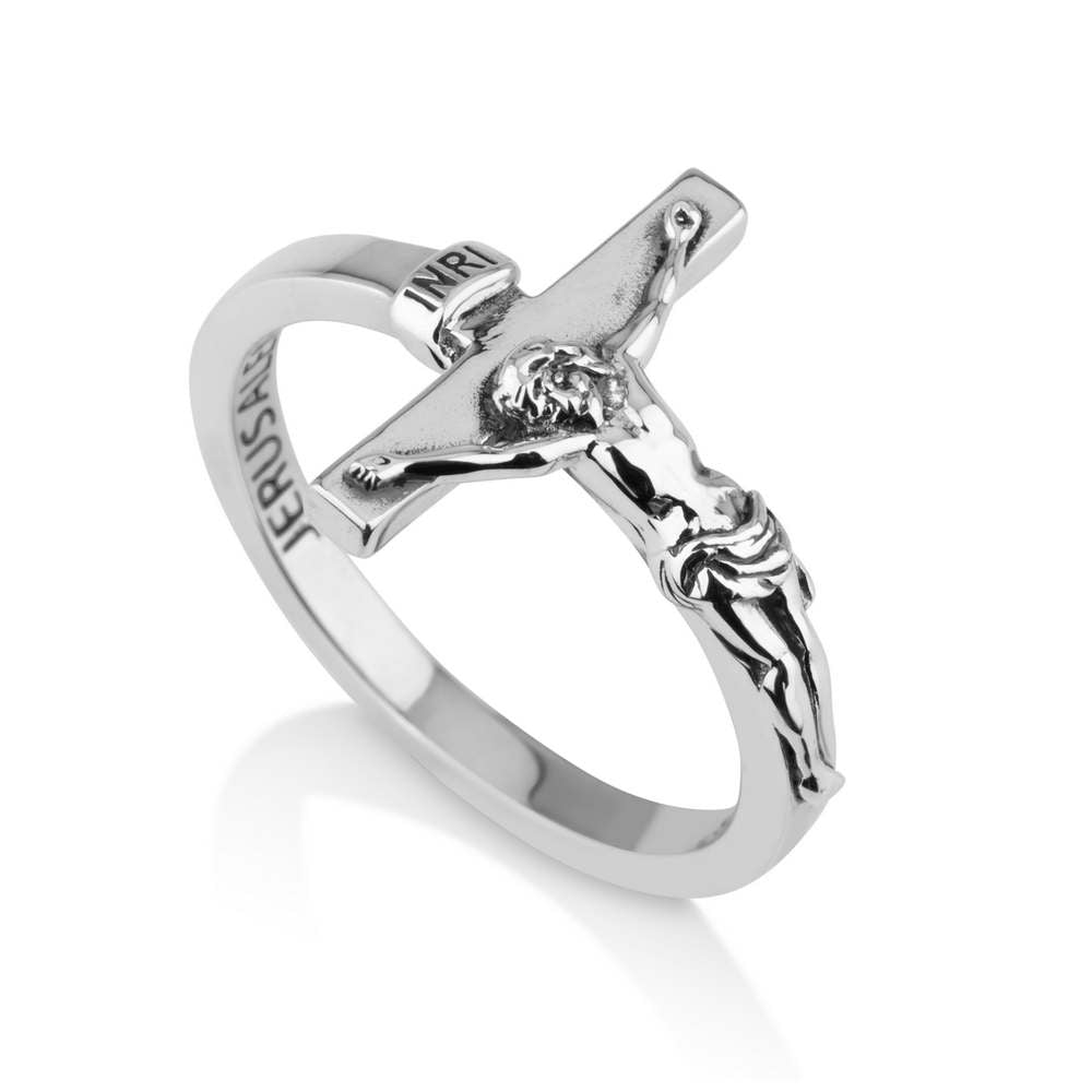Crucifix Ring - Sterling Silver INRI - Marina Jewelry Holy Land
