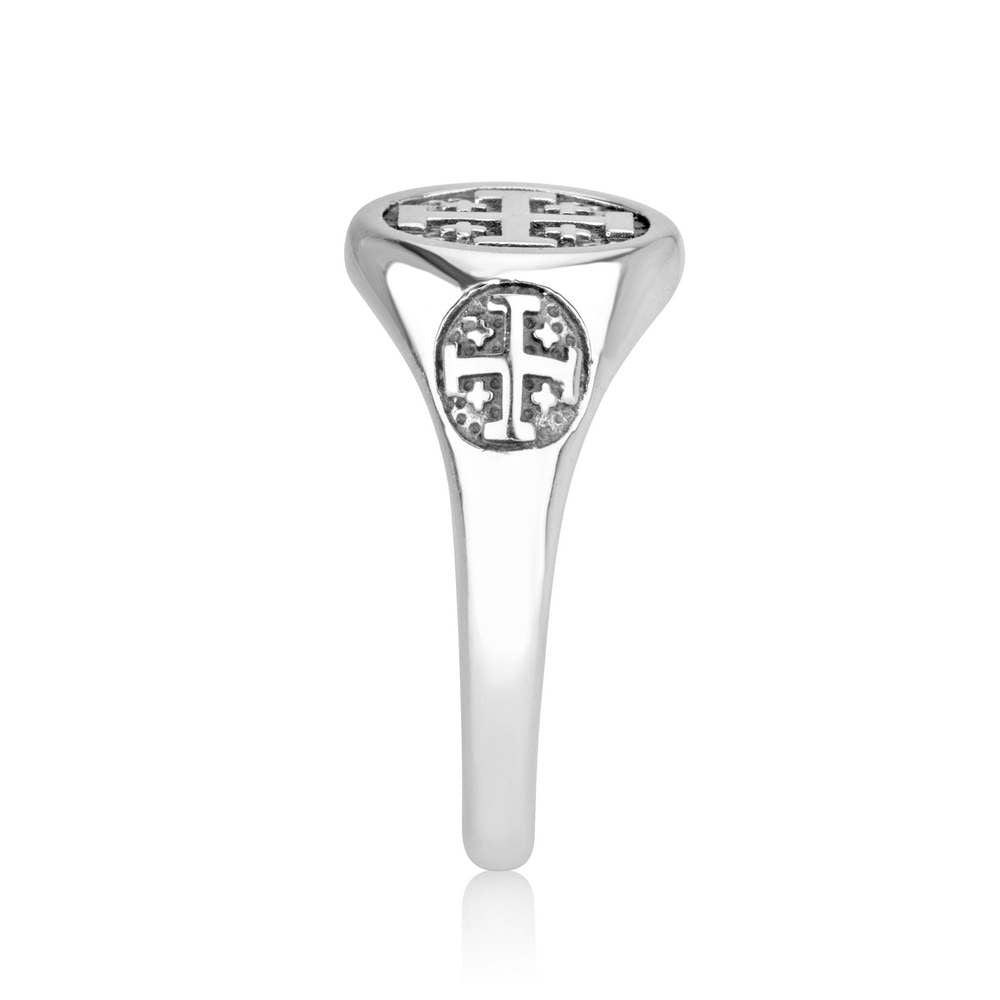925 Sterling Silver Ring with Engraved Jerusalem Cross, Holy Land