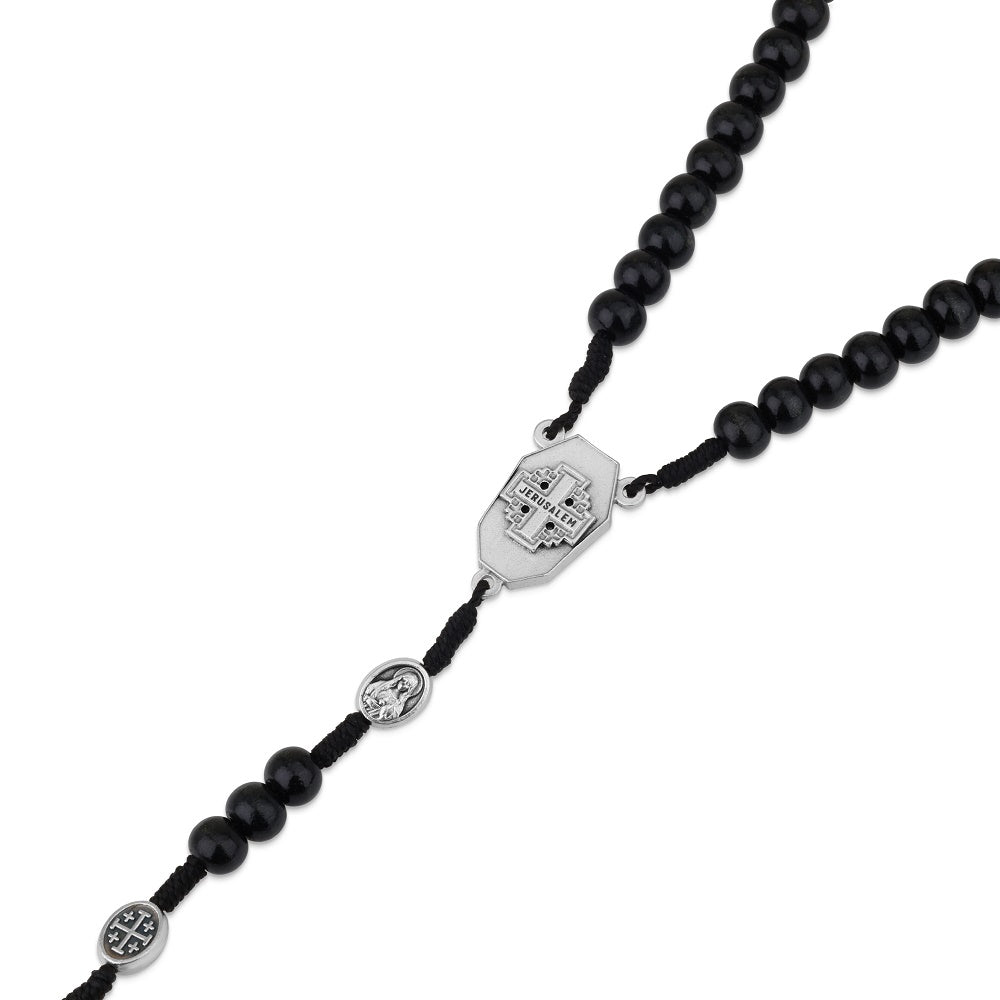 Black Olive Wood Rosary with Crucifix — Holy Land Prayer Set — Marina Jewelry Holy Land-3