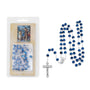 Blue round bead rosary crucifix Mary charm Holy Land prayer card - Marina Jewelry
