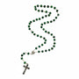 Green round bead rosary Jerusalem Cross crucifix Holy Land prayer card gift - Marina Jewelry