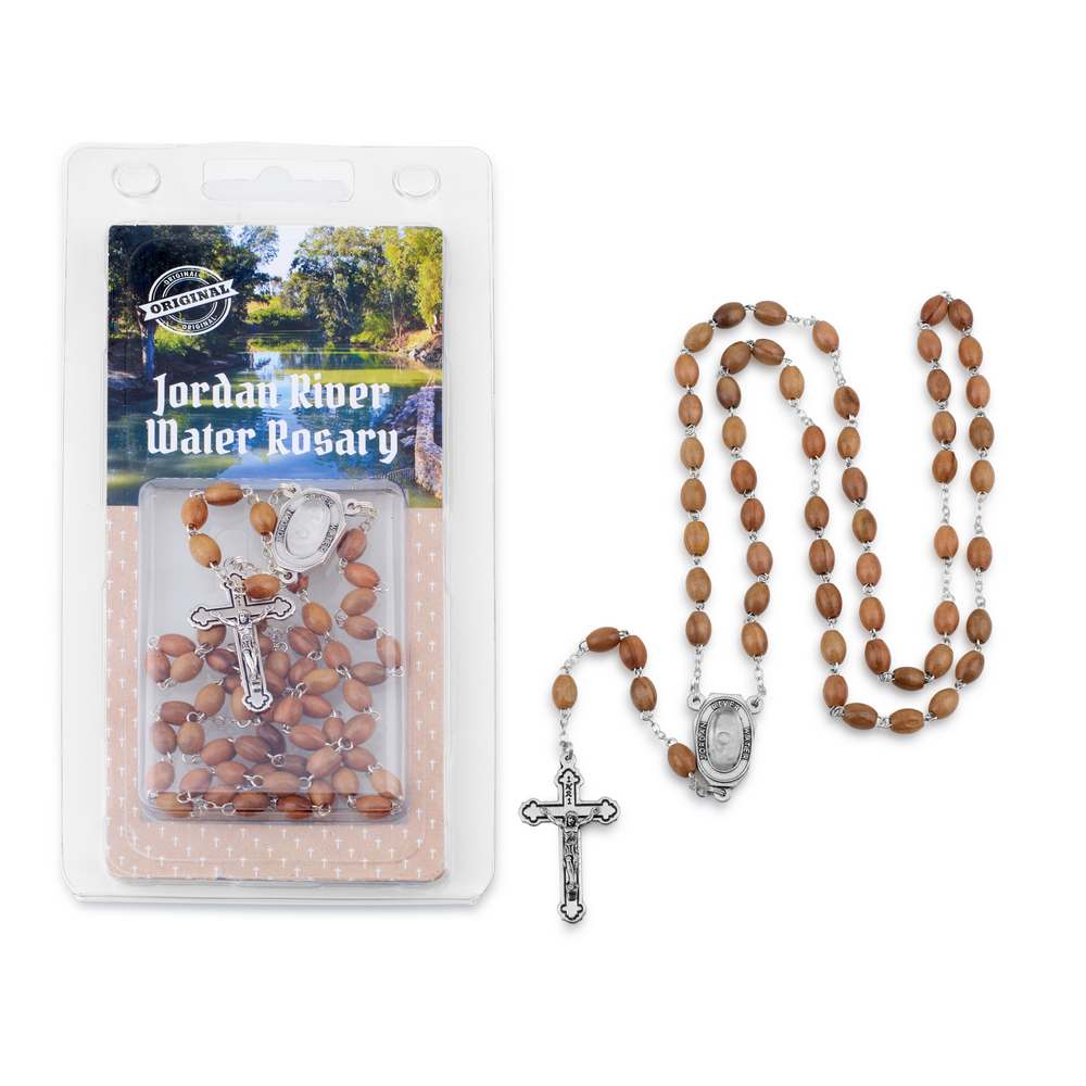 Olive Wood Rosary with Jordan River Water & Crucifix — Holy Land — Marina Jewelry Holy Land