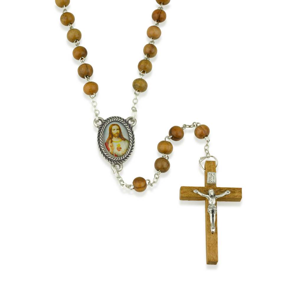 Olive wood rosary full view — Marina Jewelry Israel